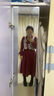 紫涵（ZIHAN）紫涵國風盤扣提花背心+襯衫連衣裙女年冬季甜美時尚套裝 復古紅 M 曬單實拍圖