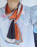 PEAVEY 氣質(zhì)橘色字母桑蠶絲長(zhǎng)條絲巾女春夏季百搭長(zhǎng)款雙層雙面真絲飄帶圍巾 橘色字母 曬單實(shí)拍圖
