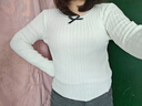 妙奕嘉打底衫女長袖t恤白色2025秋季新款洋氣款女裝內(nèi)搭可外穿上衣女士 蕾絲邊蝴蝶結(jié)打底衫 均碼 【建議75-125斤】 曬單實拍圖