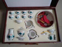 洛湘景德鎮(zhèn)茶具套裝手繪功夫茶壺蓋碗茶杯整套辦公家用青瓷陶瓷商務(wù)禮 梅子青手繪21件全家福+禮盒包裝 曬單實(shí)拍圖