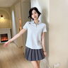 迪桑特 WOMEN’S TRAINING  女士 印花短袖POLO衫 短袖POLO衫 LG-LIGHT GRAY L (170/88A) 曬單實拍圖