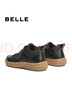 百麗（Belle）休閑舒適高幫鞋女商場(chǎng)同款真皮深口板鞋B8N1DDM4 黑色 37 (235mm) 曬單實(shí)拍圖