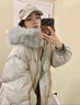 BMOI羽絨服女中長(zhǎng)款韓版寬松新款黑色2025過膝加厚毛領(lǐng)小個(gè)子外套 灰白色環(huán)保毛 S 曬單實(shí)拍圖