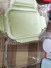 青蘋果青蘋果玻璃飯盒微波爐加熱專用碗上班族帶飯餐盒水果保鮮盒便當盒 綠色長無分隔大中小+包餐具 曬單實拍圖