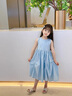 圖圖小象女童連衣裙2025夏季新款兒童海邊度假裙子中大童100%棉長裙公主裙 藍色 140 身高約140cm 曬單實拍圖