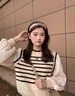 舒芳蝶（shufangdie）連衣裙女裝2025秋季新款小個(gè)子條紋上衣包臀牛仔裙兩件套套裝裙子 條紋毛衣+牛仔半身裙 M 曬單實(shí)拍圖