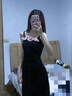 J-the重工V領立體花朵吊帶連衣裙女夏2025年新款設計感純欲甜辣風短裙 黑色 S 曬單實拍圖
