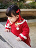 幼歌（YOUGE）【年服】嬰幼兒龍年冬季新款超好看新中式連衣裙網(wǎng)紗拼接國風(fēng)裙子 吉祥紅 80 cm 曬單實(shí)拍圖