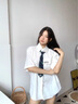安初夏短袖襯衫男女生休閑套裝小眾DK制服情侶裝寬松襯衣男裝學(xué)院風(fēng)班服 白色兩件套+領(lǐng)帶 XL 【120-140斤】 曬單實(shí)拍圖
