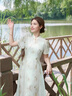 Olrain【七夕】歐芮兒花色連衣裙女夏季新款新中式國風(fēng)顯瘦水墨印花裙 花色 XL 曬單實(shí)拍圖