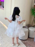 G.duck小黃鴨女童公主裙禮服2026新款洋氣夏季女孩公主裙蓬蓬紗裙兒童夏 白色 130cm 曬單實(shí)拍圖