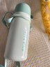 沃普保溫杯女生高顏值大容量運動(dòng)水壺兒童學(xué)生男外出便攜喝水杯子 綠色600ML杯子+背帶 曬單實(shí)拍圖