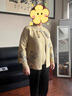 俞兆林（YUZHAOLIN）媽媽裝秋裝新款針織衫兩件套裝中老年女裝春秋毛衣外套時尚洋氣 黃杏 2XL 2XL(建議100-115斤) 曬單實拍圖