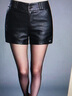 皮爾卡丹（pierre cardin）韓版pu皮短褲秋冬新款熱褲韓版修身皮褲顯瘦女高腰靴褲【不掉皮】 黑色 S (腰圍1尺9) 曬單實(shí)拍圖