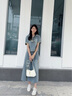 佰藍嬌新中式國風(fēng)牛仔連衣裙女裝2025夏季新款休閑復古半身裙子兩件套裝 圖片色 XL （建議126-141斤） 曬單實(shí)拍圖