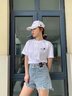 【破洞】牛仔短褲女夏季新款ins潮大碼毛邊高腰a字闊腿褲 淺藍色 M建議95-105斤 曬單實拍圖