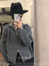 DGOV慵懶風韓系拉鏈連帽毛衣外套女秋春季2025新款感針織開衫上衣 【灰色】zt S 【75-90斤】 曬單實拍圖