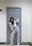 皮爾卡丹（pierre cardin）牛仔褲女破洞高腰秋薄款直筒寬松2025新款顯瘦闊腿垂感拖地褲子 淺藍色九分 XS _建議72-79斤 曬單實拍圖