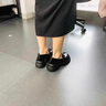珂卡芙（KEKAFU）樂福鞋女一腳蹬法式復古單鞋女2024秋英倫風jk鞋厚底粗跟小皮鞋 黑色 37 曬單實拍圖