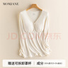 Mom Jane哺乳上衣秋衣莫代爾睡衣孕婦保暖內(nèi)衣春秋產(chǎn)后喂奶月子服免穿文胸 奶油白（柔滑莫代爾） 可拆罩杯 XL建議體重(135-160斤) 曬單實拍圖