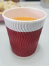 沉弗一次性紙杯咖啡加厚防燙瓦楞紙杯子奶茶熱飲杯外帶杯帶蓋100套 瓦楞杯8安紅色s紋（黑蓋100套） 曬單實(shí)拍圖
