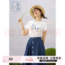 紫涵2020夏季新款T恤圖案印花百搭寬松韓版短袖女潮貓島日記 云霧白 XL 曬單實(shí)拍圖