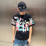 GLXLG短袖T恤男美式潮牌夏季休閑痞帥涂鴉體恤2025新款男士夏裝半截袖 白色 M 建議95-120斤 曬單實拍圖