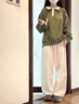 矜持范polo衫原宿BF風(fēng)網(wǎng)紅翻領(lǐng)衛(wèi)衣女ins超火學(xué)生上衣 綠色/優(yōu)質(zhì)款[春秋薄款] M _86-105斤 曬單實拍圖
