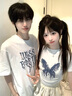 love legend情侶裝短袖t恤夏季潮流男女一長(zhǎng)一短情侶上衣休閑寬松半袖體恤衫 白色+白色 M 男+S女 曬單實(shí)拍圖
