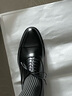 Truffaut 手工真皮鞋男商務(wù)正裝鞋英倫牛津鞋男新郎婚鞋春夏季季透氣高檔 黑色亮皮 B103 38 曬單實(shí)拍圖