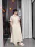 與欣連衣裙子夏天女裝2024新品韓系氣質(zhì)高級收腰顯瘦polo領(lǐng)工裝中長(cháng)裙 米杏色 均碼（可備注碼數） 曬單實(shí)拍圖
