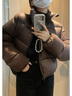 GARNUO黑色短款羽絨服女小個(gè)子肯豆風(fēng)2025新款冬季白鴨絨加厚面包服外套 棕色 M 【101-115】 曬單實(shí)拍圖