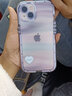 雅思戀 漸變暈染愛(ài)心iPhone手機殼蘋(píng)果手機保護套全包攝像頭硅膠軟殼情侶男女防摔卡通可愛(ài)個(gè)性 紫藍邊框 iPhone 13 曬單實(shí)拍圖