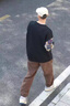 稻草人國潮拼接刺繡小熊衛(wèi)衣男春秋季2023新款圓領長袖大碼情侶外套上衣 淺灰色 HW23675 L 曬單實拍圖