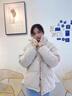 羽絨棉服少女冬裝初中高中學(xué)生假兩件連帽面包服加厚棉襖棉衣外套 米白色 S 曬單實(shí)拍圖