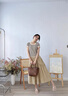 韓璐嬌（hanlujiao）連衣裙女裝2025年夏季新款韓版氣質(zhì)顯瘦休閑通勤時尚套裝裙子夏天 條紋上衣+卡其裙子 M （建議98-108斤） 曬單實拍圖