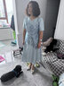 粉藍衣櫥雅致東方金絲提花釘珠裙女秋精致喜婆婆輕禮服短袖連衣裙533L581 月光藍 XL 曬單實拍圖