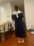 方糖姑娘少女連衣裙娃娃領(lǐng)夏季初中學(xué)生高中女生夏裝長款過膝長裙子學(xué)院風(fēng) 22282LX藏青色 L 曬單實(shí)拍圖