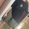 聲猴夏天套裝男士短袖純棉T恤寬松百搭潮流衣服痞帥休閑短褲兩件套潮 黑色+綠色短褲【二件套】 XL 曬單實拍圖