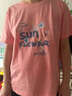 示牧短袖白色T恤女裝2023夏季新款原宿風(fēng)寬松純棉打底半袖上衣ins潮 粉色SUN花 XL(130-140斤) 曬單實(shí)拍圖