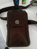 牛船長(cháng)皮具頭層牛皮腰包男士單肩運動(dòng)手機包穿皮帶插卡手機包搭扣拉鏈雙層 腰包070棕色 曬單實(shí)拍圖