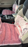 艾布與棉花汽車(chē)坐墊冬季毛絨可愛(ài)車(chē)內墊子單片女車(chē)用加厚保暖靠背一體式座墊 粉兔-【三件套】 曬單實(shí)拍圖