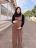 圖亞格孕婦背帶褲套裝小個(gè)子新款秋冬季孕婦褲子春秋款闊腿大碼孕婦秋裝 咖啡色背帶褲單件【春秋薄款】 L碼【建議115-130斤】 曬單實(shí)拍圖