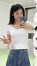 嫻柔 黑色U領T恤女短袖春夏緊身大領口低領上衣棉韓版內搭打底衫T恤 白色 M 曬單實拍圖
