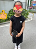 little MO&Co.親子裝吸濕速干 童裝夏裝新款女童背心連衣裙兒童裙子 黑色 140 140/68 曬單實(shí)拍圖