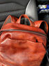 慢時(shí)光復古手工頭層牛皮背包商務(wù)男士真皮雙肩包大容量旅行包16吋電腦包 淺棕色 曬單實(shí)拍圖