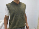 馬登工裝 美式復古針織V領(lǐng)馬甲男秋季疊穿套頭無(wú)袖坎肩保暖絨背心 苔蘚綠 XL 曬單實(shí)拍圖