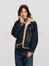 森馬（Semir）牛仔外套女拼接仿兔毛翻領(lǐng)寬松港風冬季落肩夾棉夾克103724108001 曬單實拍圖