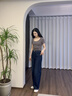 ELAND【蠶絲丹寧】衣戀牛仔褲女復(fù)古風(fēng)小高腰闊腿褲2025夏季新款 深牛仔色(57)D/Indigo S /160 曬單實拍圖