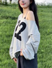 妙奕嘉美式衛衣女秋季外套2025新款春裝衣服長(cháng)袖斜肩上衣休閑時(shí)尚薄款 數字22斜肩套頭衛衣【淺灰】 M 【建議90-100斤】 曬單實(shí)拍圖